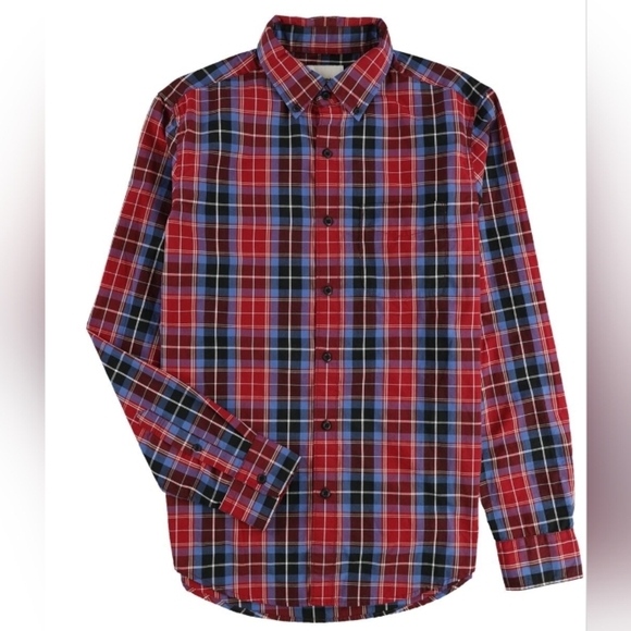 American Eagle Red Blue Plaid Check Cotton American Button Down. Size XL - Picture 1 of 6